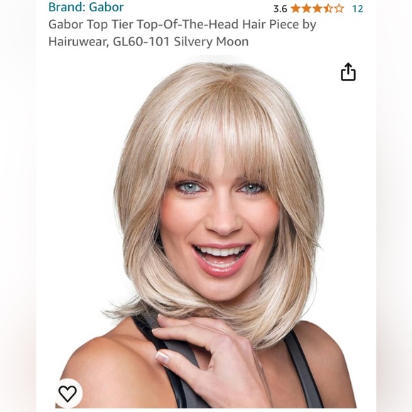 Gabor Other - Gabor Top Tier Top-Of-The-Head Hair Piece by Hairuwear,GL60-101 Silvery Moon NWT